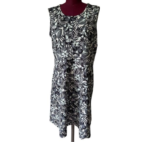 Title Nine Athleisure Sleeveless Dress size L Floral Gray Green - Picture 2 of 11